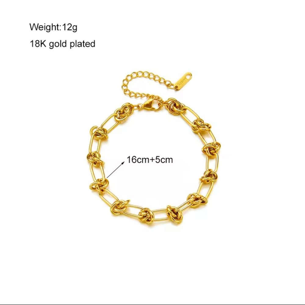 New 18K Gold Knot Link Bracelet plated Stainless Steel - Picture 4 of 6